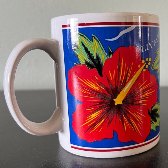 Set of 2 Vintage Hilo Hattie Mugs ~ Bird Of Paradise ~ Red Hibiscus - Picture 11 of 14